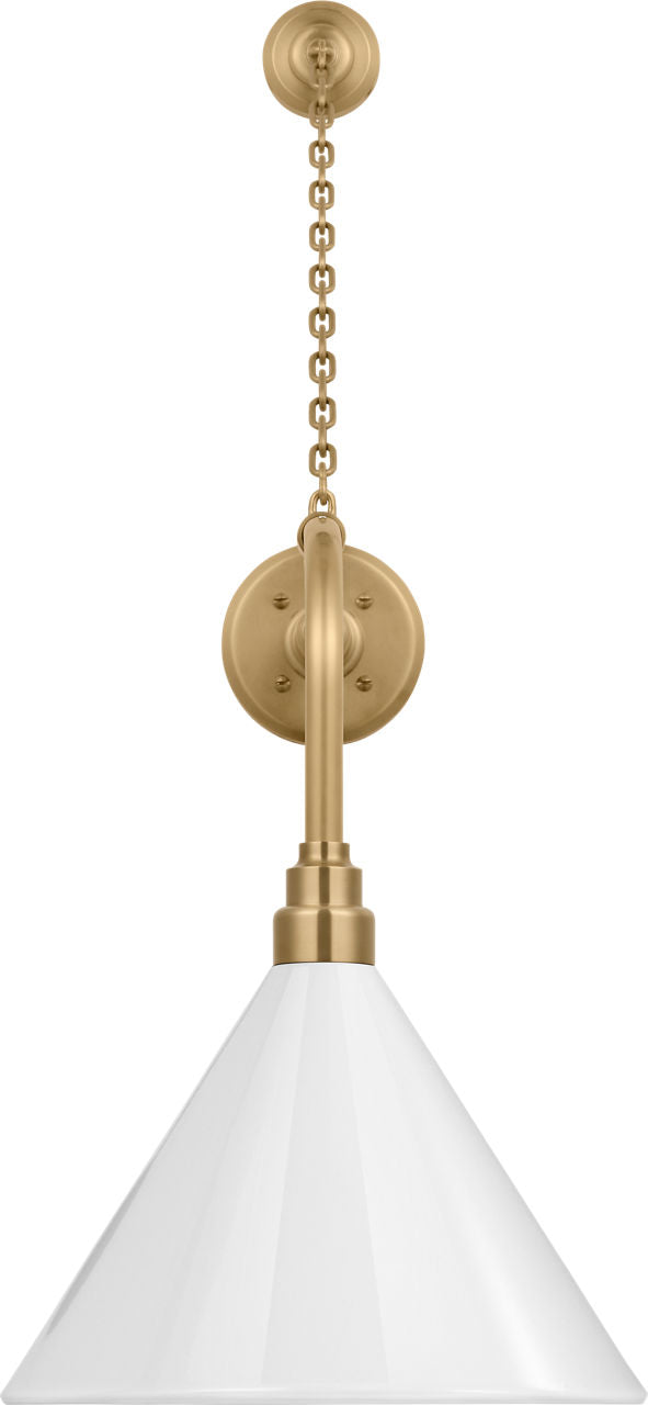 Academy 20" Anchored Rex Barn Light | Hand-Rubbed Antique Brass | 12.5 | 12.5" White Conical Savannah Shade