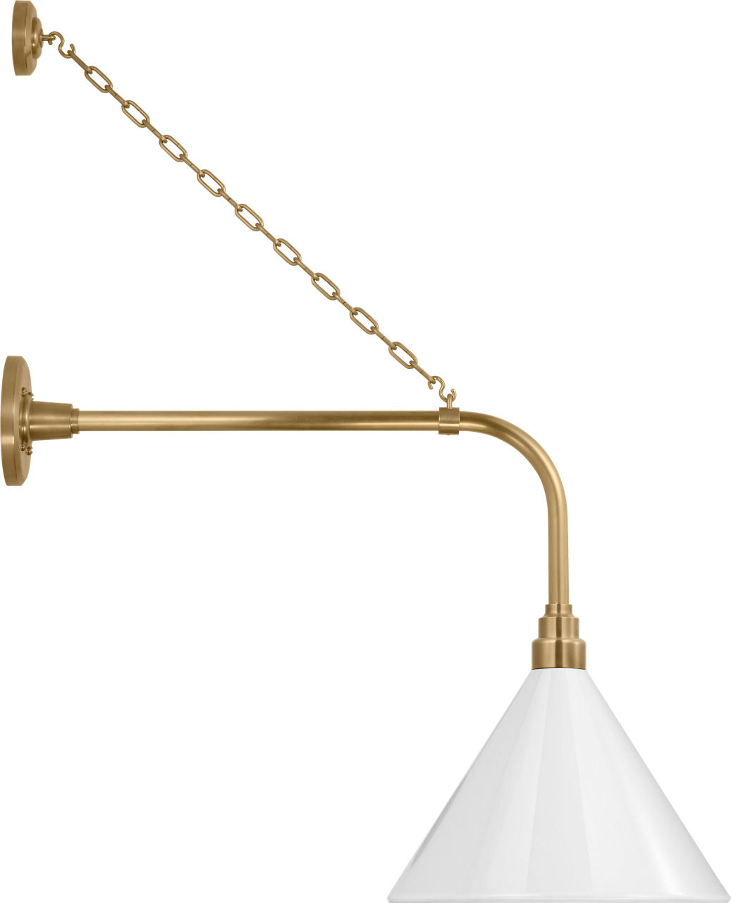 Academy 20" Anchored Rex Barn Light | Hand-Rubbed Antique Brass | 12.5 | 12.5" White Conical Savannah Shade