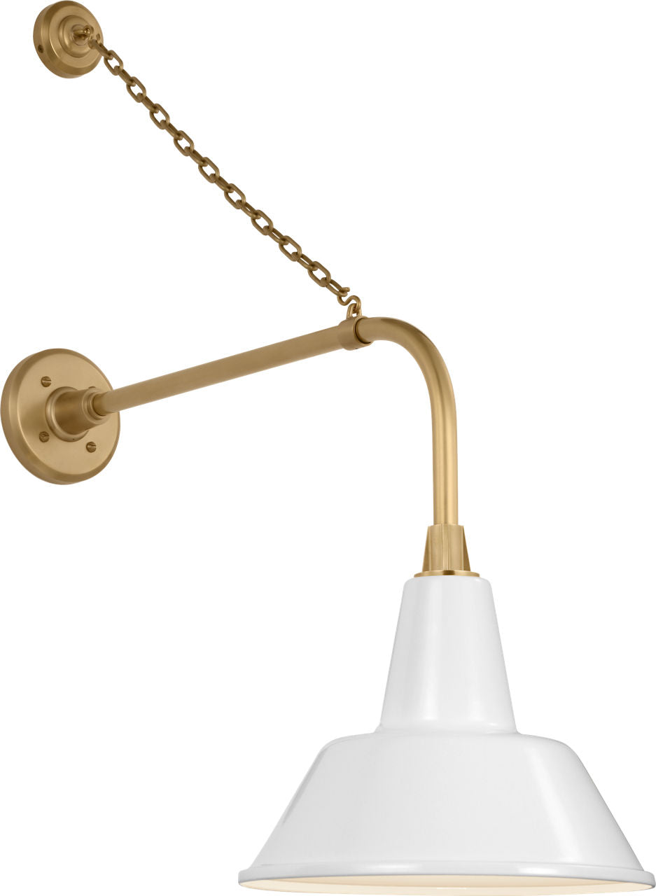 Academy 20" Anchored Rex Barn Light | Hand-Rubbed Antique Brass | 12.5 | 12.5" White Bowers Shade