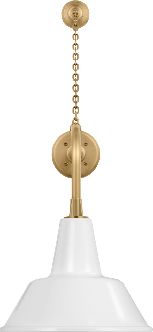 Academy 20" Anchored Rex Barn Light | Hand-Rubbed Antique Brass | 12.5 | 12.5" White Bowers Shade
