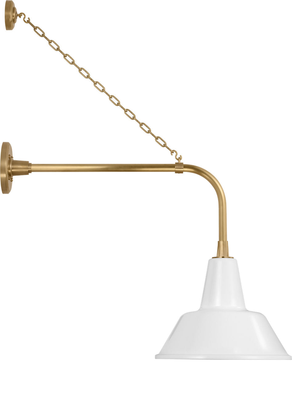 Academy 20" Anchored Rex Barn Light | Hand-Rubbed Antique Brass | 12.5 | 12.5" White Bowers Shade