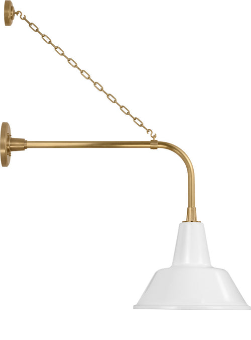 Academy 20" Anchored Rex Barn Light | Hand-Rubbed Antique Brass | 12.5 | 12.5" White Bowers Shade