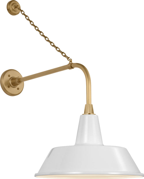 Academy 20" Anchored Rex Barn Light | Hand-Rubbed Antique Brass | 16 | 16" White Bowers Shade