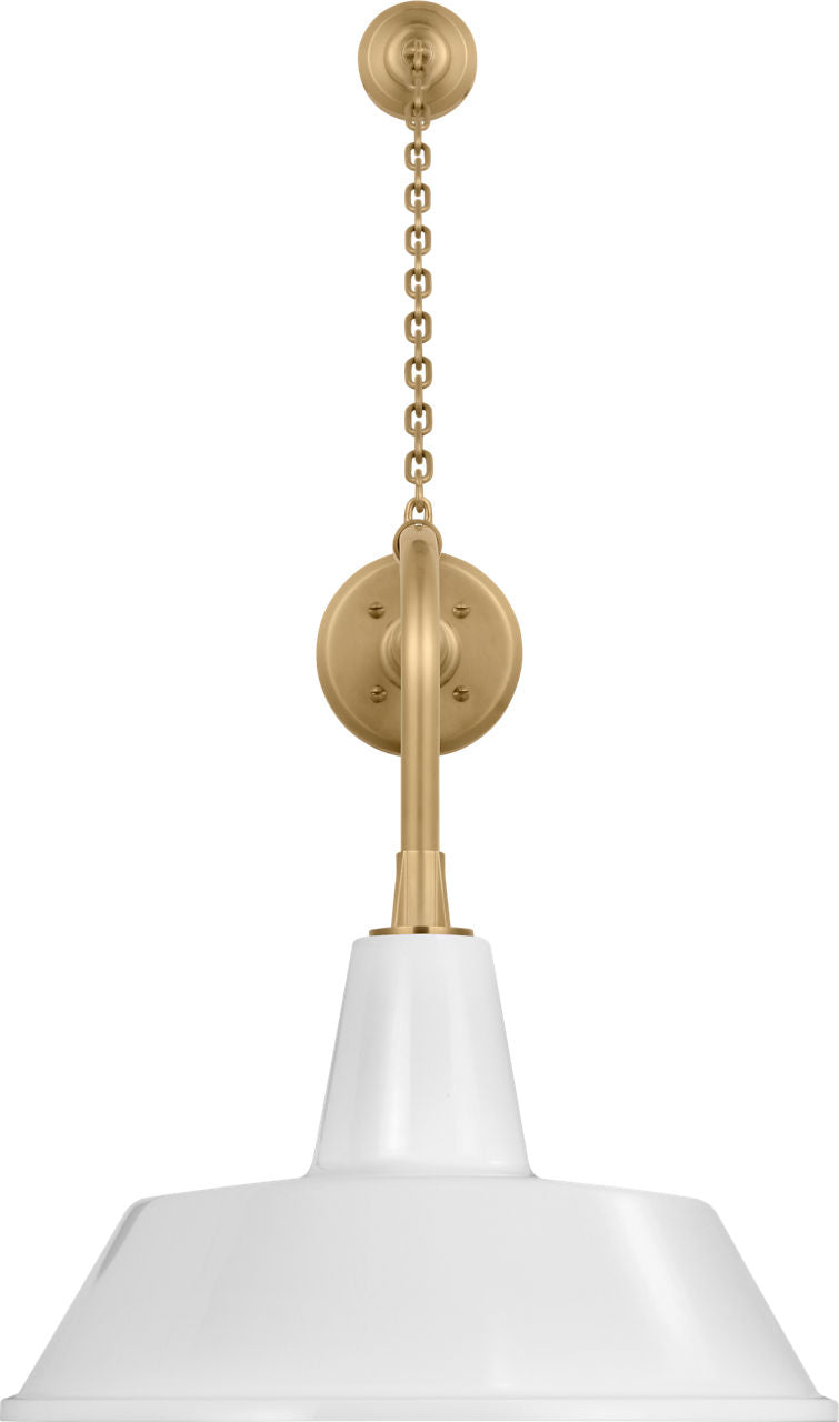 Academy 20" Anchored Rex Barn Light | Hand-Rubbed Antique Brass | 16 | 16" White Bowers Shade