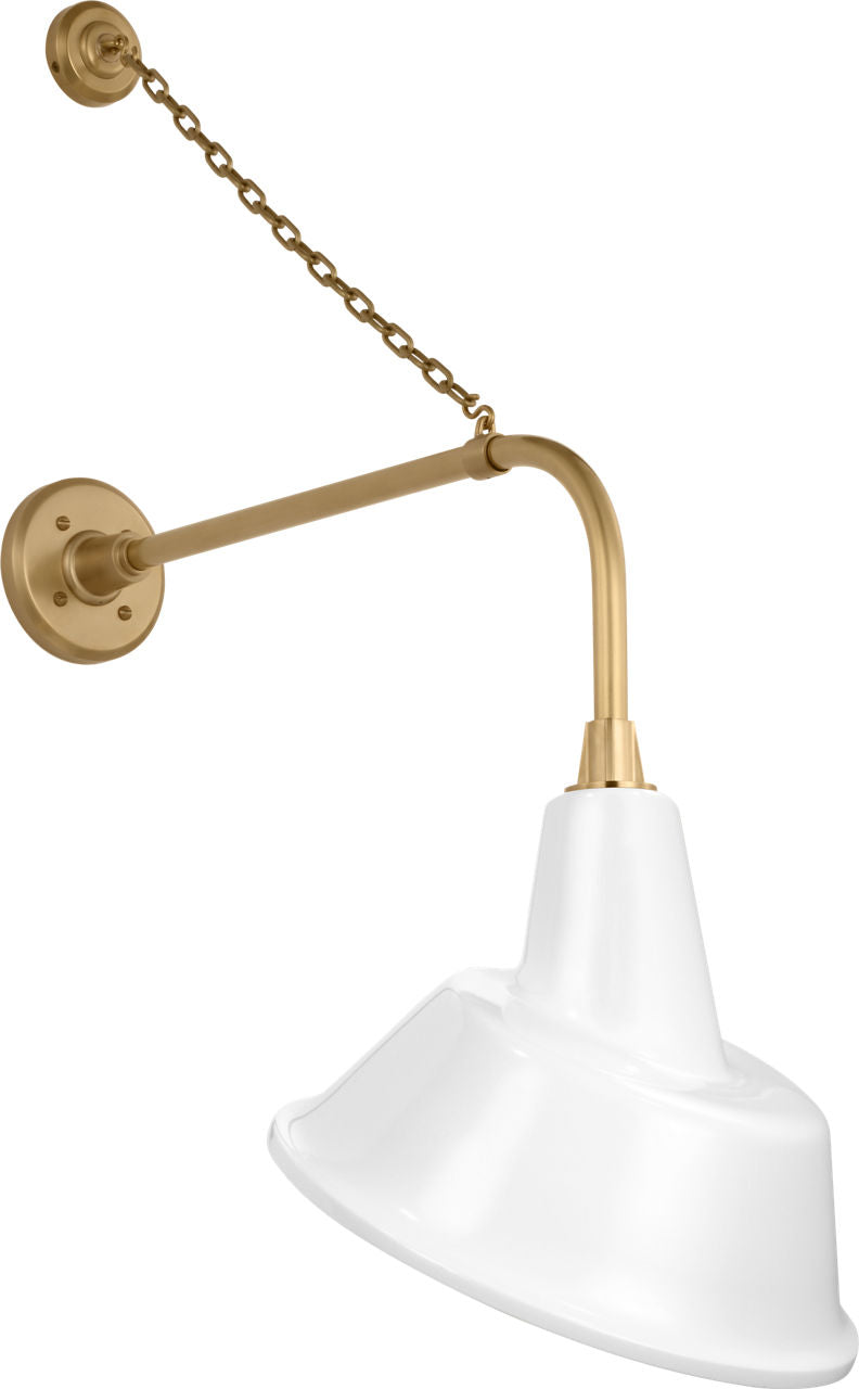 Academy 20" Anchored Rex Barn Light | Hand-Rubbed Antique Brass | 12.5 | 12.5" White Tilted Bowers Shade