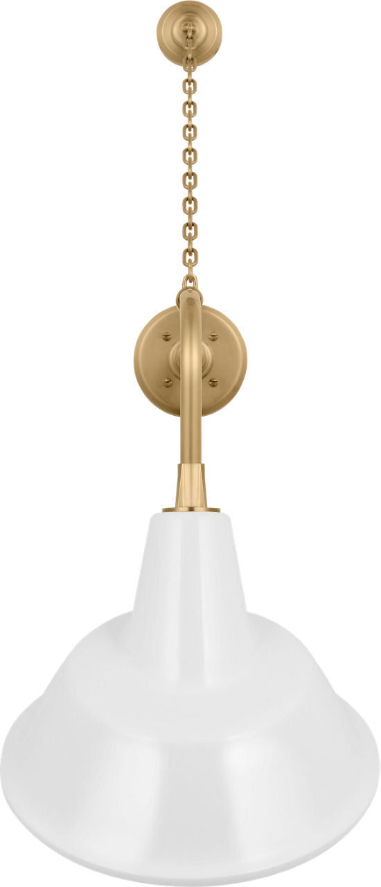 Academy 20" Anchored Rex Barn Light | Hand-Rubbed Antique Brass | 12.5 | 12.5" White Tilted Bowers Shade