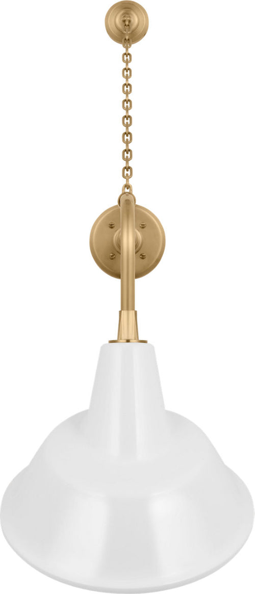 Academy 20" Anchored Rex Barn Light | Hand-Rubbed Antique Brass | 12.5 | 12.5" White Tilted Bowers Shade