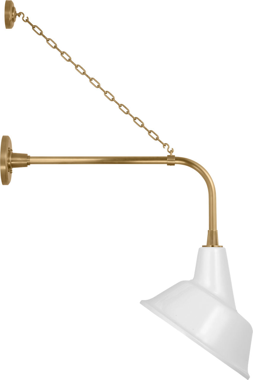Academy 20" Anchored Rex Barn Light | Hand-Rubbed Antique Brass | 12.5 | 12.5" White Tilted Bowers Shade