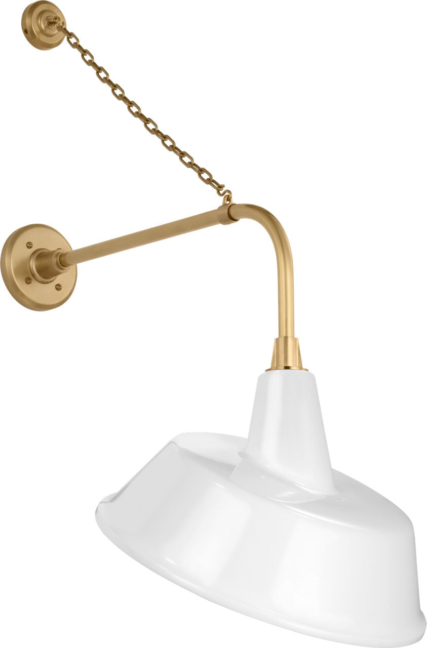Academy 20" Anchored Rex Barn Light | Hand-Rubbed Antique Brass | 16 | 16" White Tilted Bowers Shade