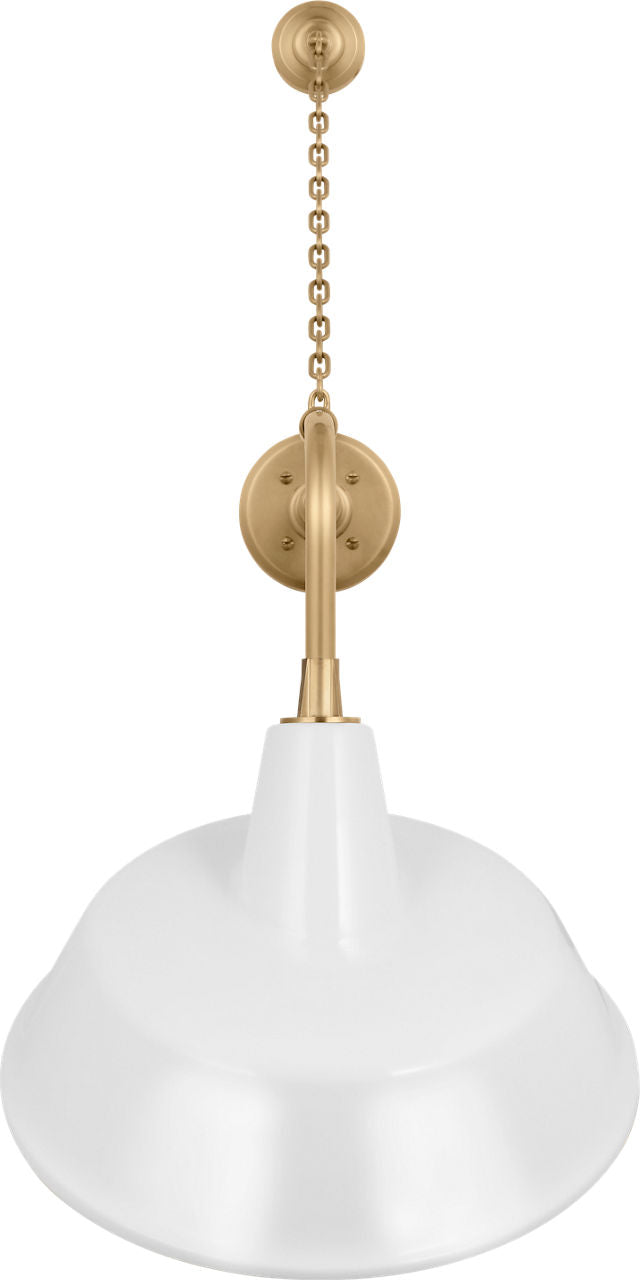 Academy 20" Anchored Rex Barn Light | Hand-Rubbed Antique Brass | 16 | 16" White Tilted Bowers Shade