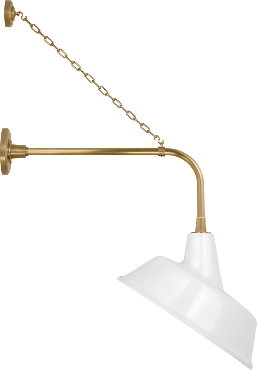Academy 20" Anchored Rex Barn Light | Hand-Rubbed Antique Brass | 16 | 16" White Tilted Bowers Shade