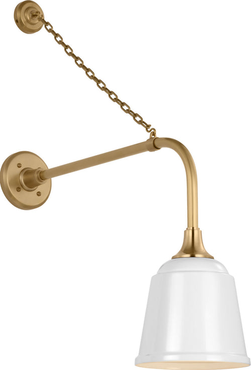 Academy 20" Anchored Rex Barn Light | Hand-Rubbed Antique Brass | 8 | 8" White Rockhouse Shade