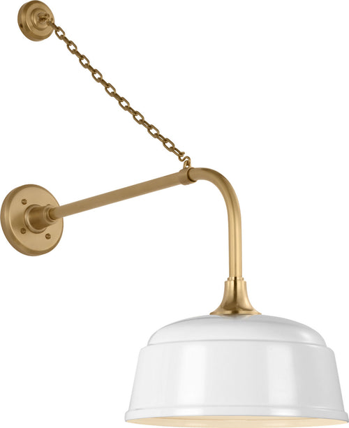 Academy 20" Anchored Rex Barn Light | Hand-Rubbed Antique Brass | 12.5 | 12.5" White Rockhouse Shade
