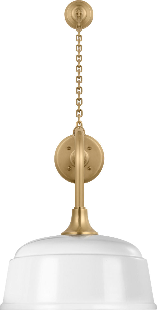Academy 20" Anchored Rex Barn Light | Hand-Rubbed Antique Brass | 12.5 | 12.5" White Rockhouse Shade