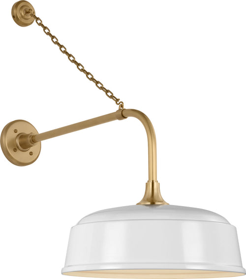 Academy 20" Anchored Rex Barn Light | Hand-Rubbed Antique Brass | 16 | 16" White Rockhouse Shade