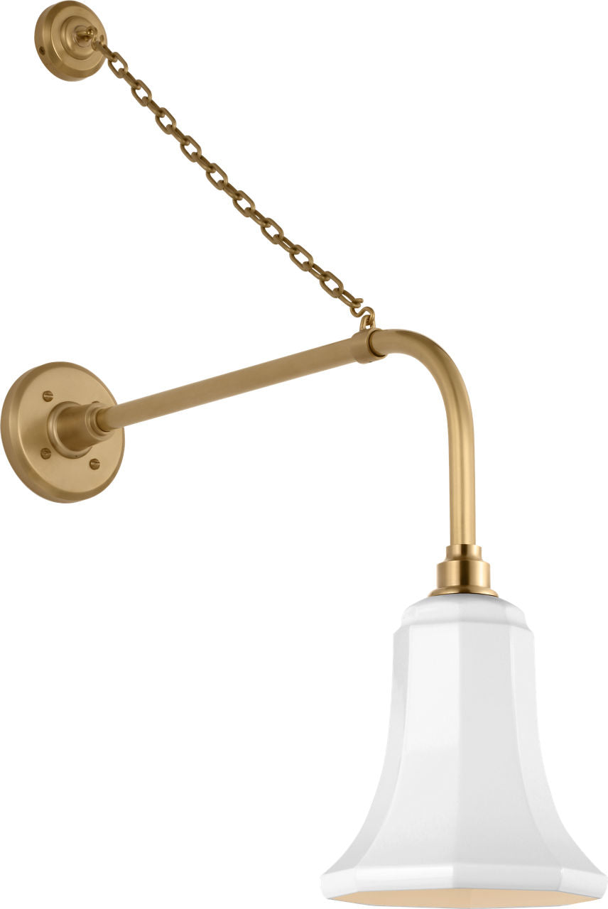 Academy 20" Anchored Rex Barn Light | Hand-Rubbed Antique Brass | 7.5 | 7.5" White Savannah Shade