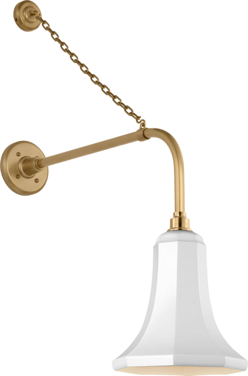 Academy 20" Anchored Rex Barn Light | Hand-Rubbed Antique Brass | 9.25 | 9.25" White Savannah Shade