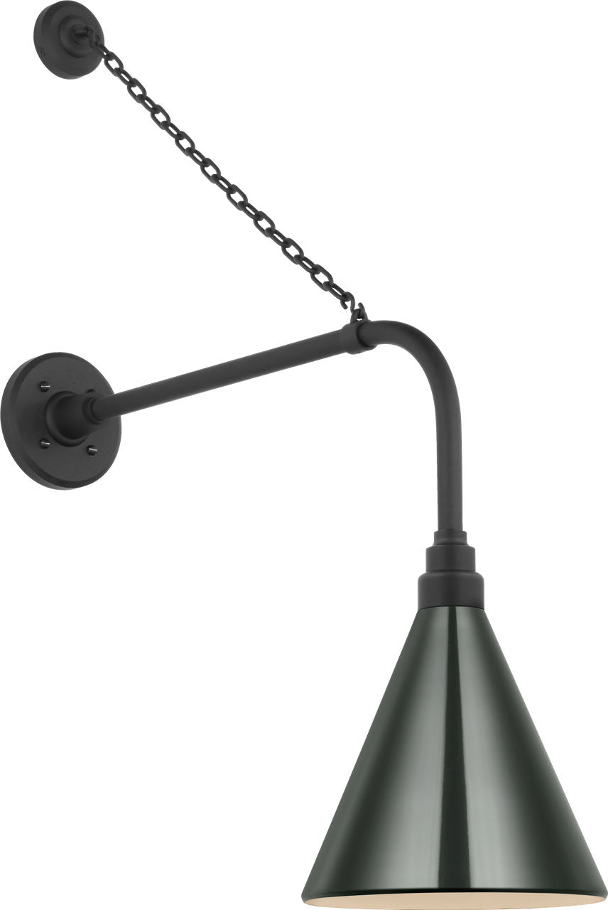 Academy 20" Anchored Rex Barn Light | Matte Black | 9 | 9" Green Conical Savannah Shade