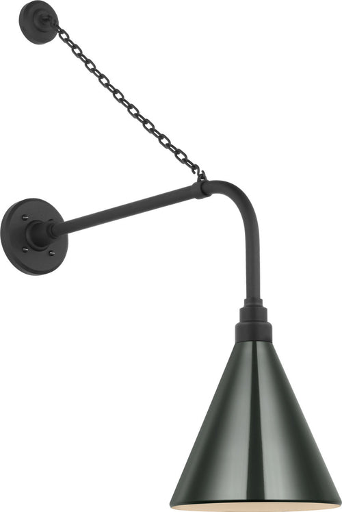 Academy 20" Anchored Rex Barn Light | Matte Black | 9 | 9" Green Conical Savannah Shade
