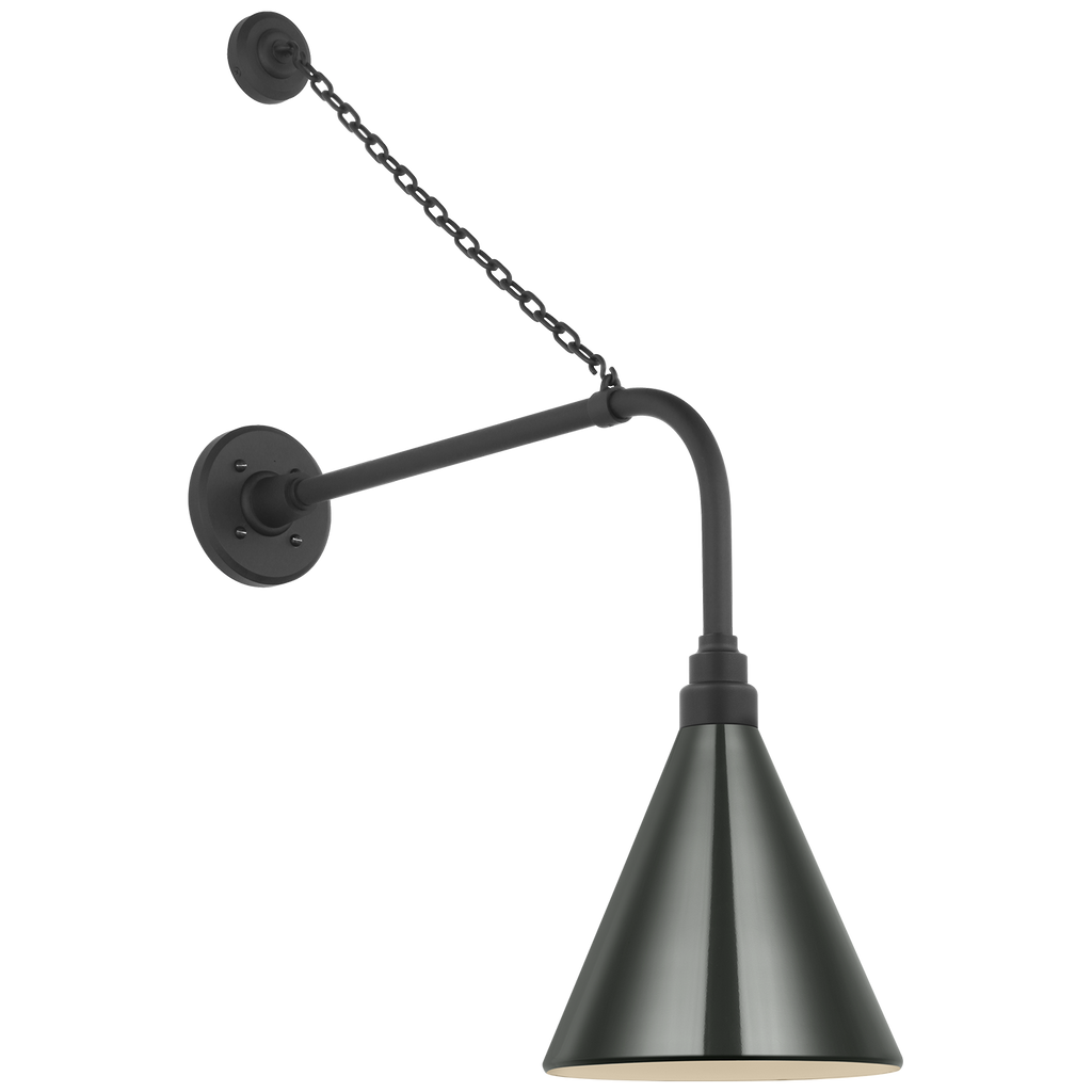 Academy 20" Anchored Rex Barn Light | Matte Black | 9 | 9" Green Conical Savannah Shade