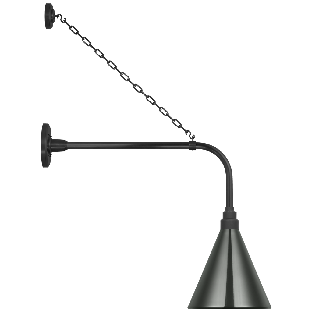 Academy 20" Anchored Rex Barn Light | Matte Black | 9 | 9" Green Conical Savannah Shade