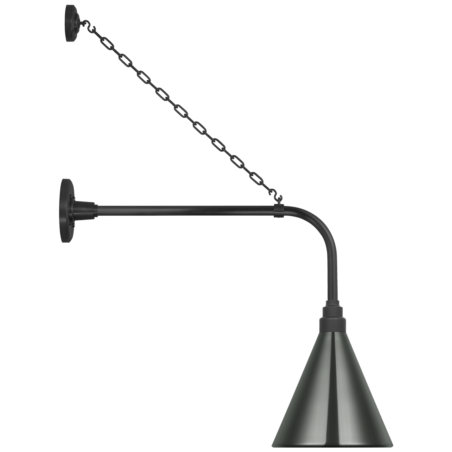 Academy 20" Anchored Rex Barn Light | Matte Black | 9 | 9" Green Conical Savannah Shade