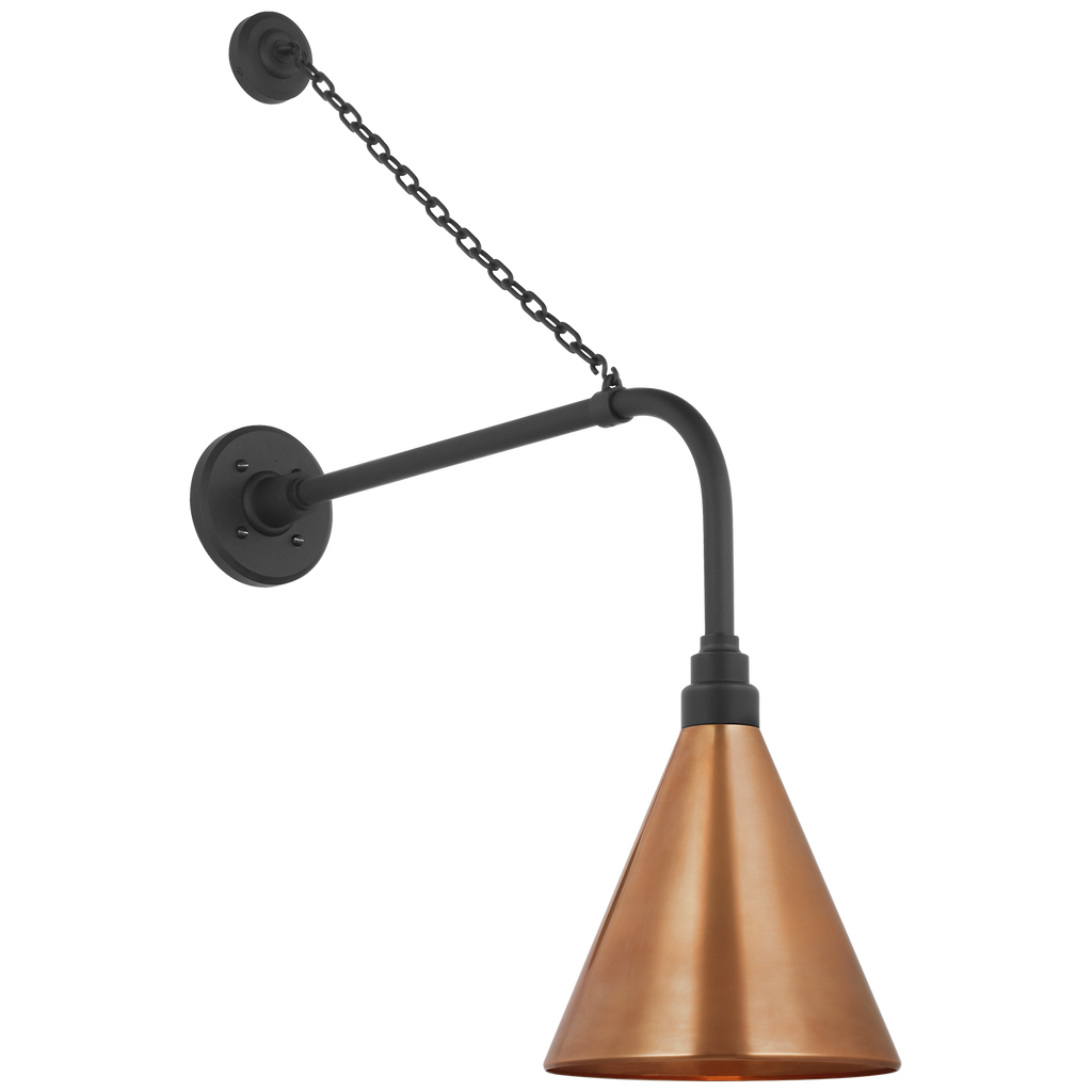 Academy 20" Anchored Rex Barn Light | Matte Black | 9 | 9" Soft Copper Conical Savannah Shade