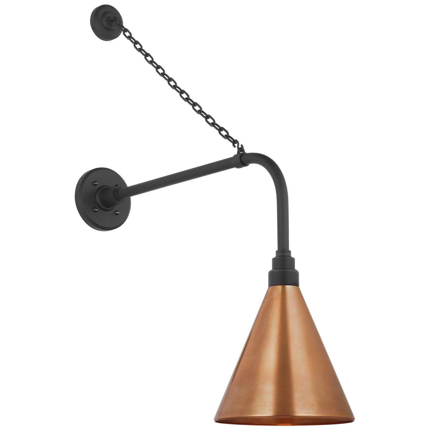 Academy 20" Anchored Rex Barn Light | Matte Black | 9 | 9" Soft Copper Conical Savannah Shade