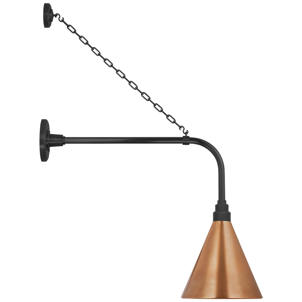 Academy 20" Anchored Rex Barn Light | Matte Black | 9 | 9" Soft Copper Conical Savannah Shade