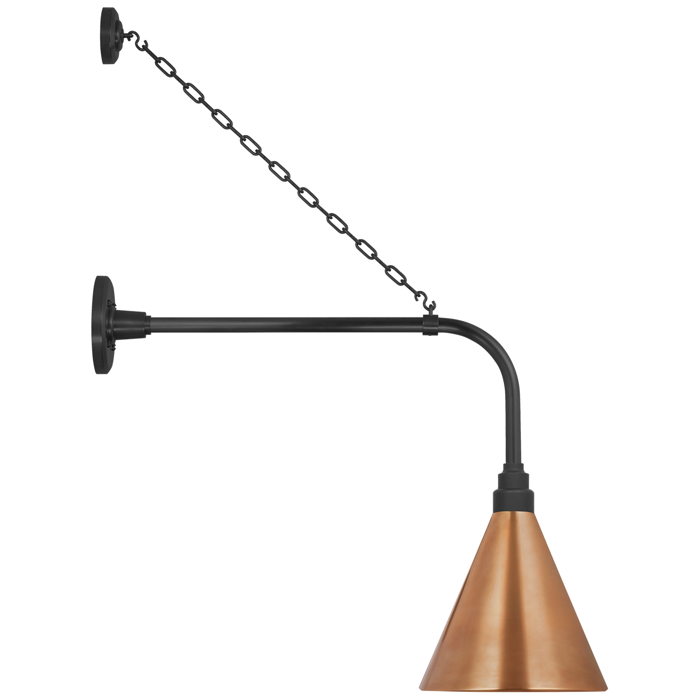 Academy 20" Anchored Rex Barn Light | Matte Black | 9 | 9" Soft Copper Conical Savannah Shade