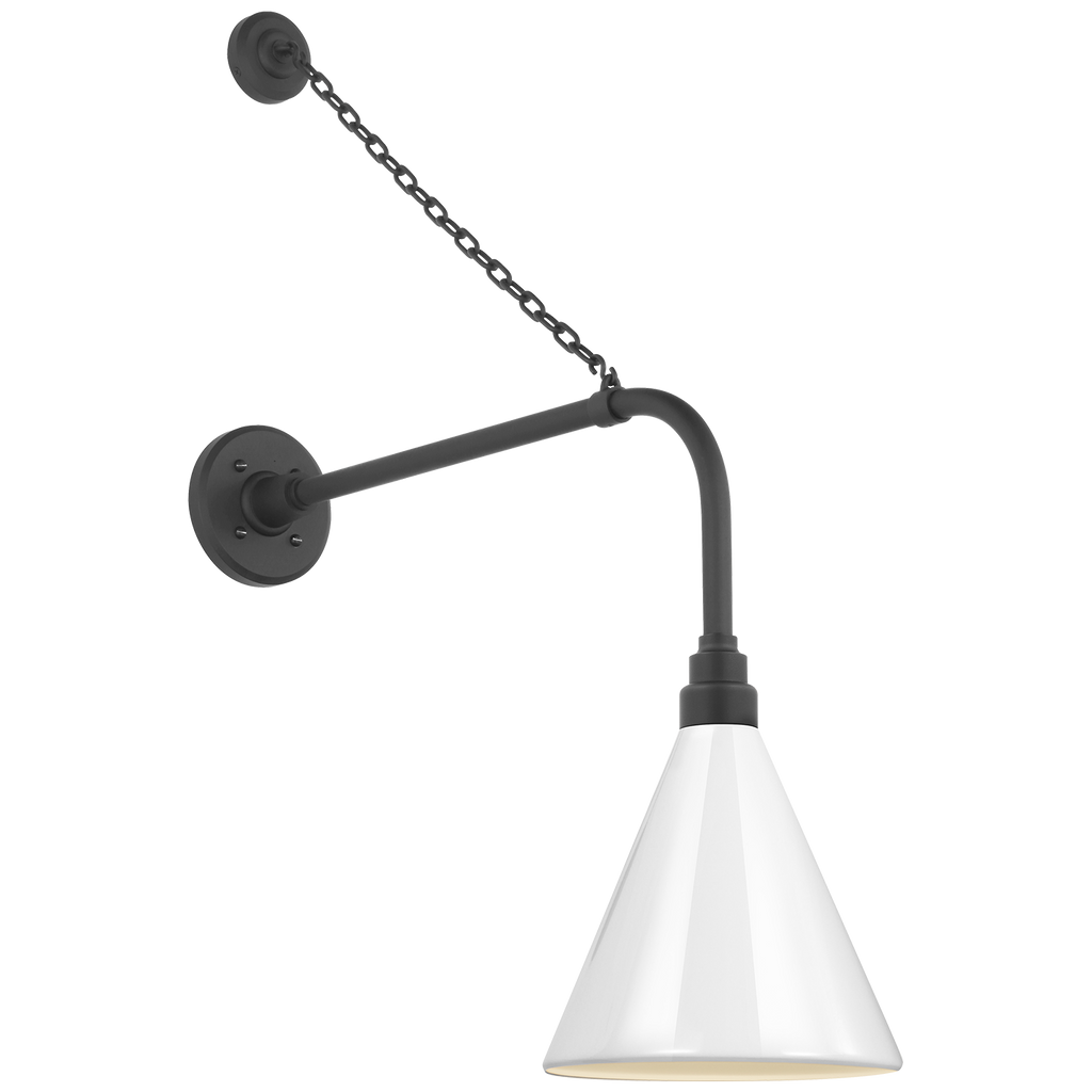 Academy 20" Anchored Rex Barn Light | Matte Black | 9 | 9" White Conical Savannah Shade