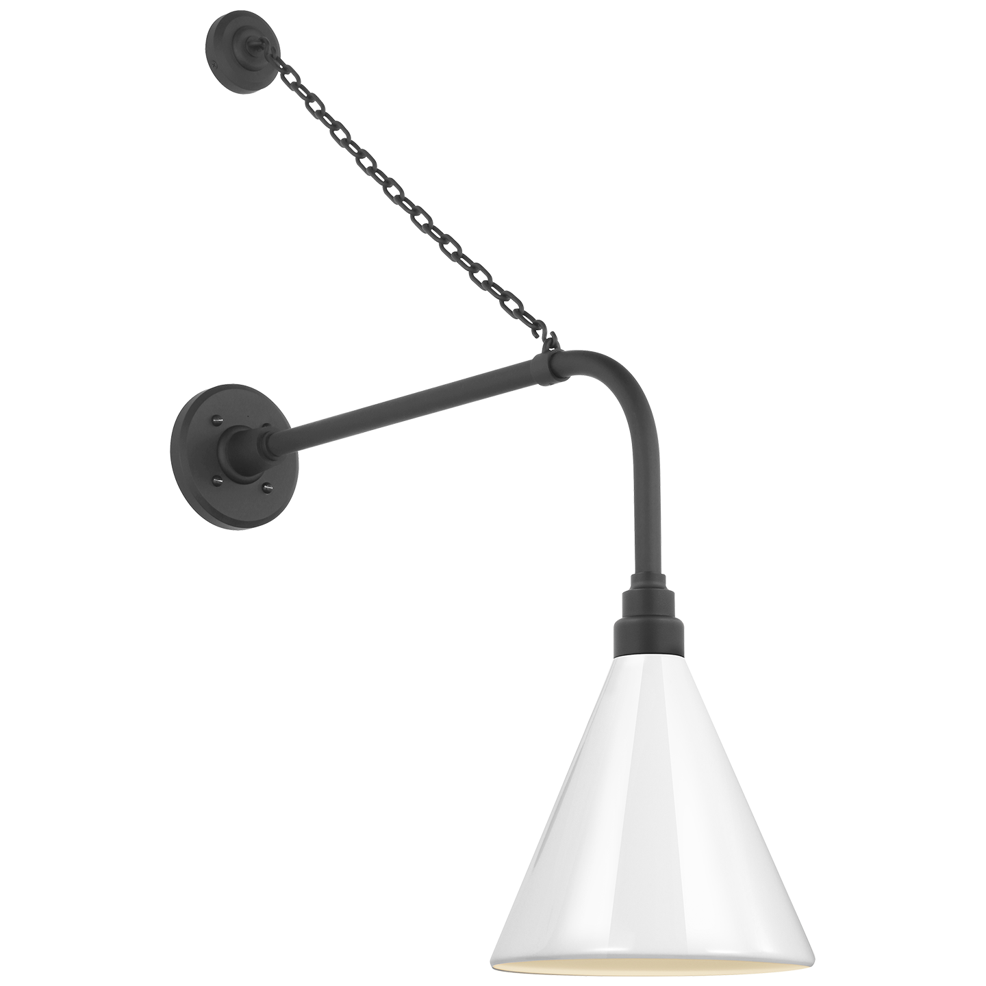 Academy 20" Anchored Rex Barn Light | Matte Black | 9 | 9" White Conical Savannah Shade