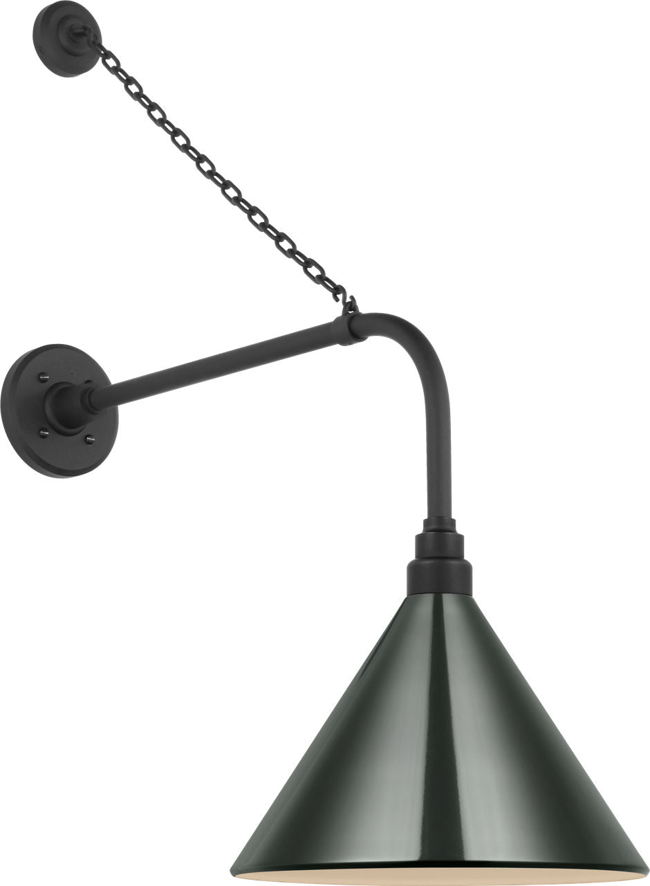 Academy 20" Anchored Rex Barn Light | Matte Black | 12.5 | 12.5" Green Conical Savannah Shade