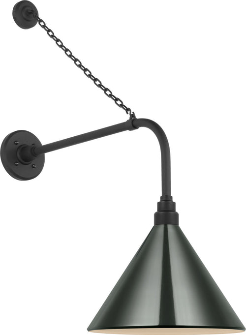 Academy 20" Anchored Rex Barn Light | Matte Black | 12.5 | 12.5" Green Conical Savannah Shade