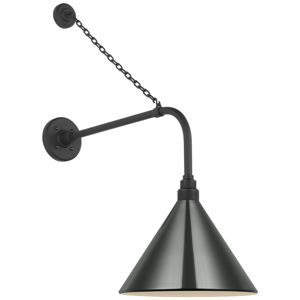 Academy 20" Anchored Rex Barn Light | Matte Black | 12.5 | 12.5" Green Conical Savannah Shade
