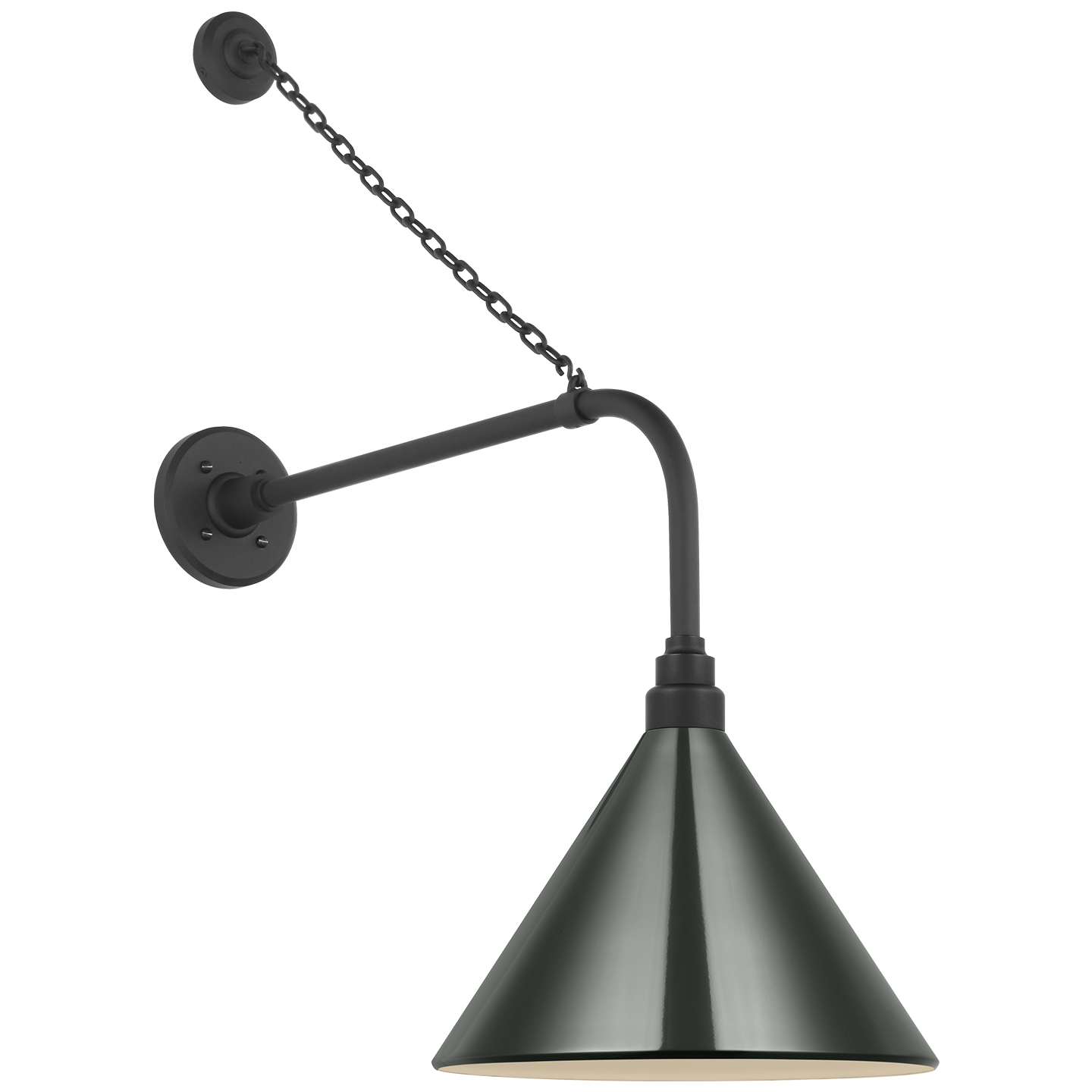 Academy 20" Anchored Rex Barn Light | Matte Black | 12.5 | 12.5" Green Conical Savannah Shade