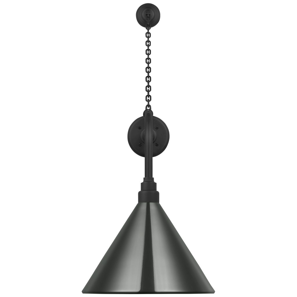 Academy 20" Anchored Rex Barn Light | Matte Black | 12.5 | 12.5" Green Conical Savannah Shade