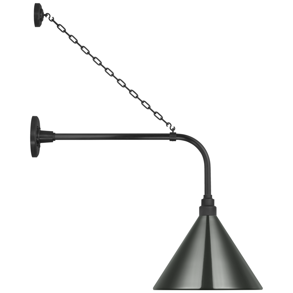Academy 20" Anchored Rex Barn Light | Matte Black | 12.5 | 12.5" Green Conical Savannah Shade