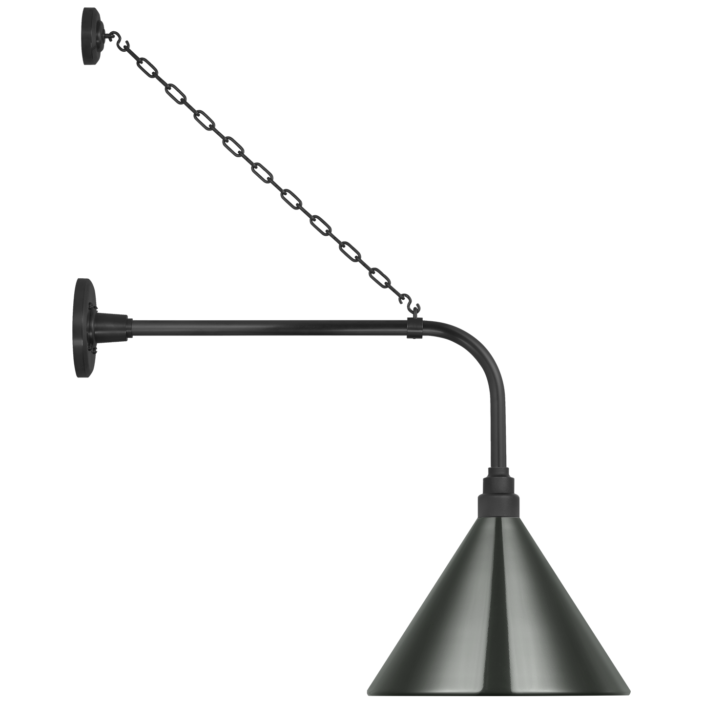 Academy 20" Anchored Rex Barn Light | Matte Black | 12.5 | 12.5" Green Conical Savannah Shade