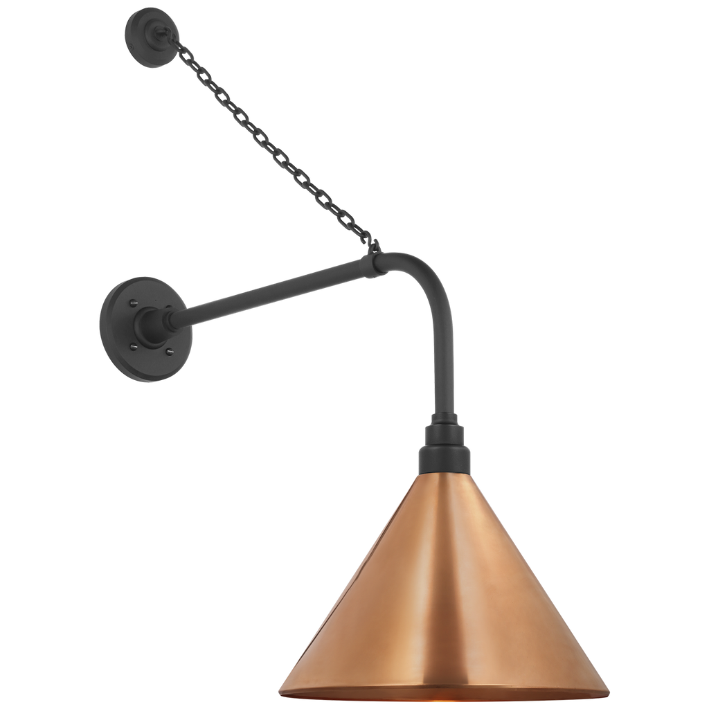 Academy 20" Anchored Rex Barn Light | Matte Black | 12.5 | 12.5" Soft Copper Conical Savannah Shade