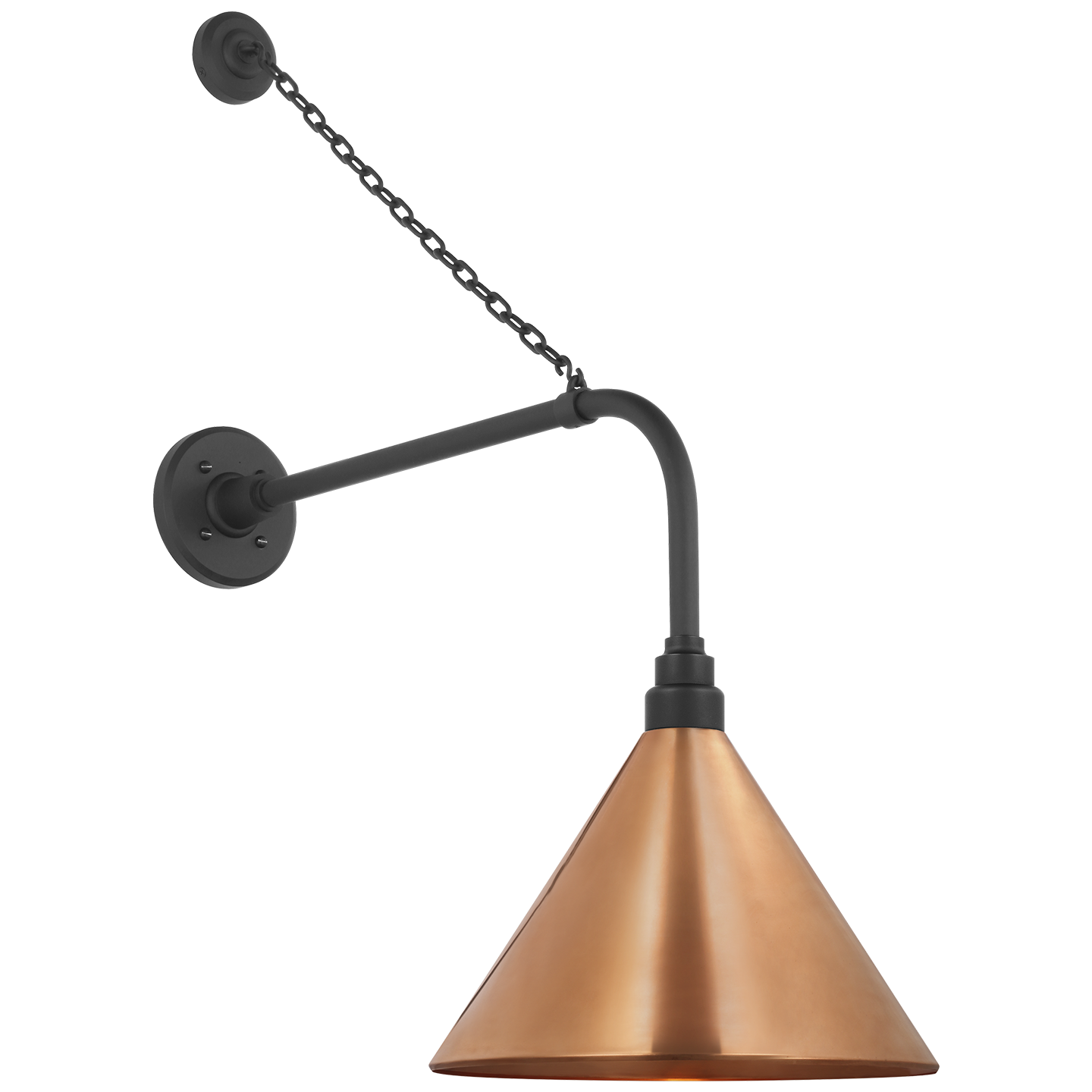 Academy 20" Anchored Rex Barn Light | Matte Black | 12.5 | 12.5" Soft Copper Conical Savannah Shade