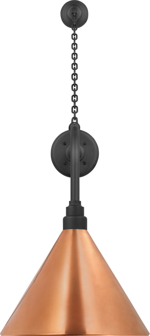 Academy 20" Anchored Rex Barn Light | Matte Black | 12.5 | 12.5" Soft Copper Conical Savannah Shade
