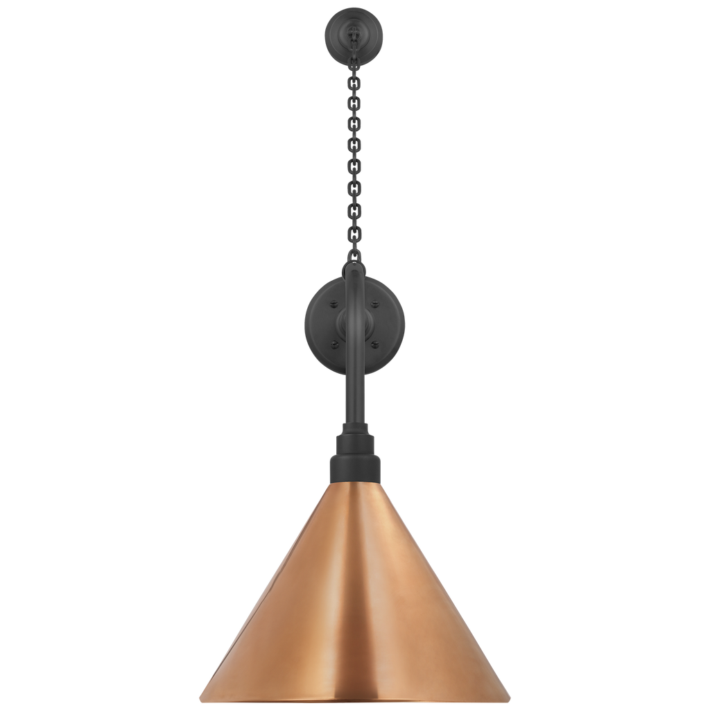 Academy 20" Anchored Rex Barn Light | Matte Black | 12.5 | 12.5" Soft Copper Conical Savannah Shade