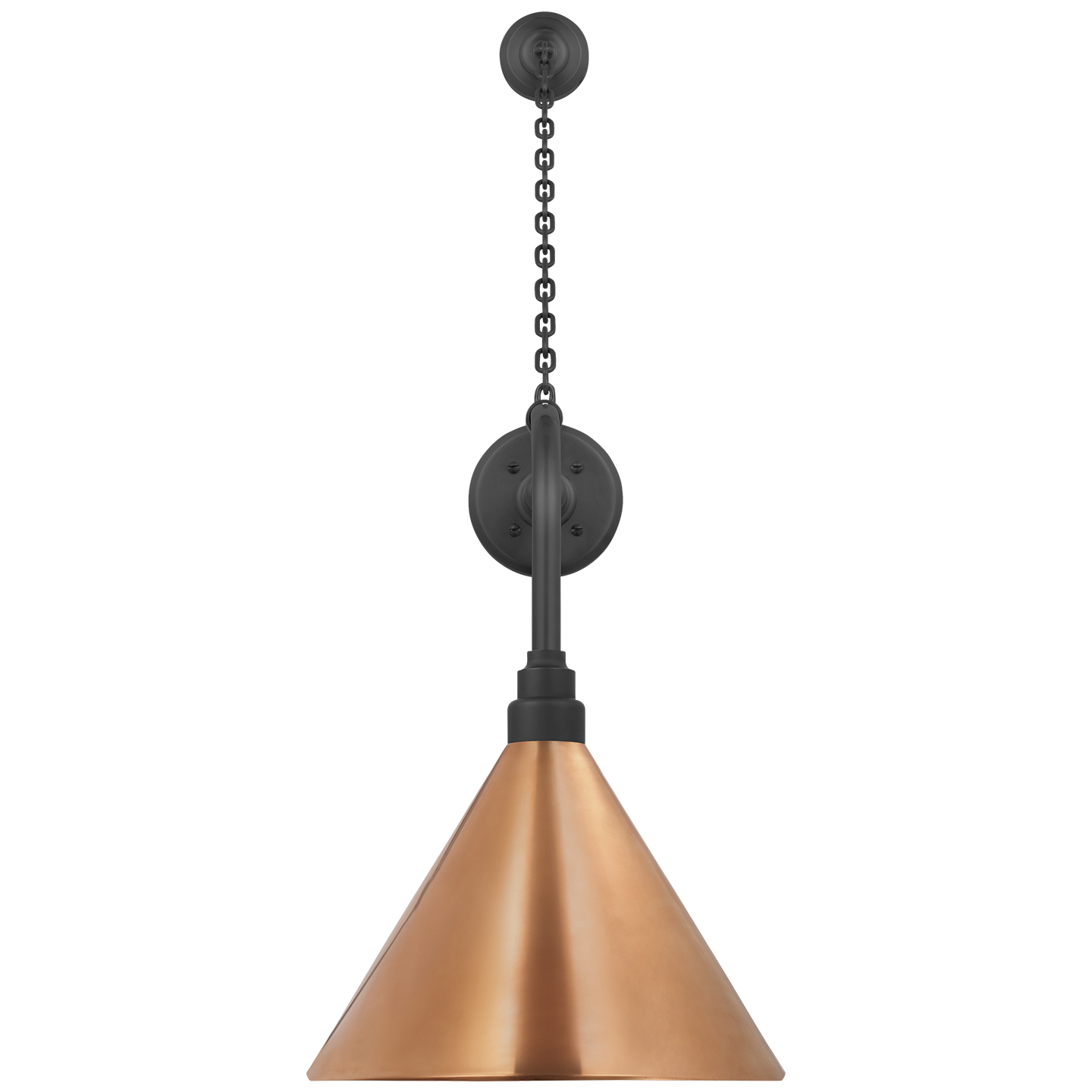 Academy 20" Anchored Rex Barn Light | Matte Black | 12.5 | 12.5" Soft Copper Conical Savannah Shade