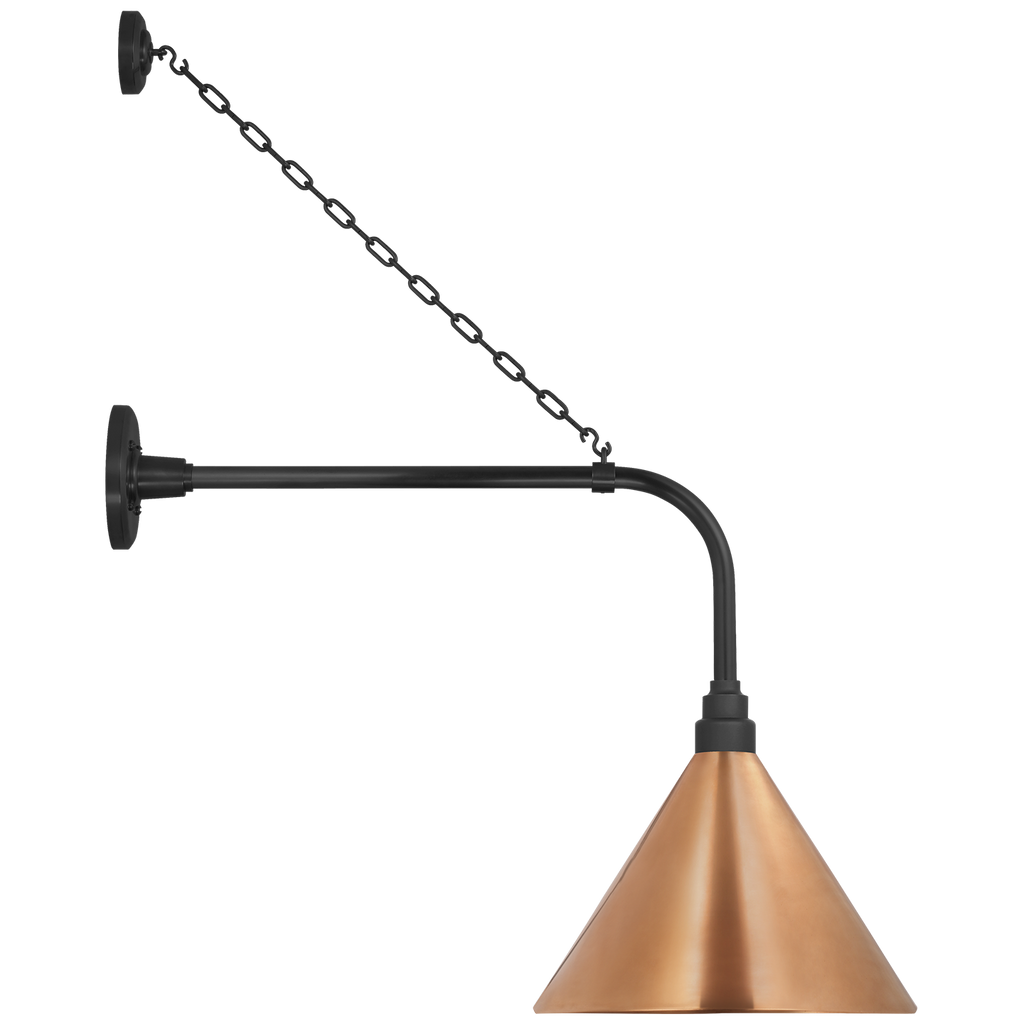 Academy 20" Anchored Rex Barn Light | Matte Black | 12.5 | 12.5" Soft Copper Conical Savannah Shade