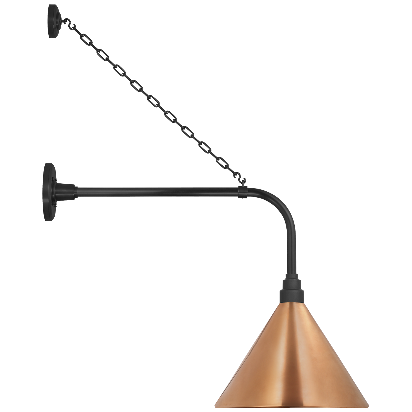 Academy 20" Anchored Rex Barn Light | Matte Black | 12.5 | 12.5" Soft Copper Conical Savannah Shade