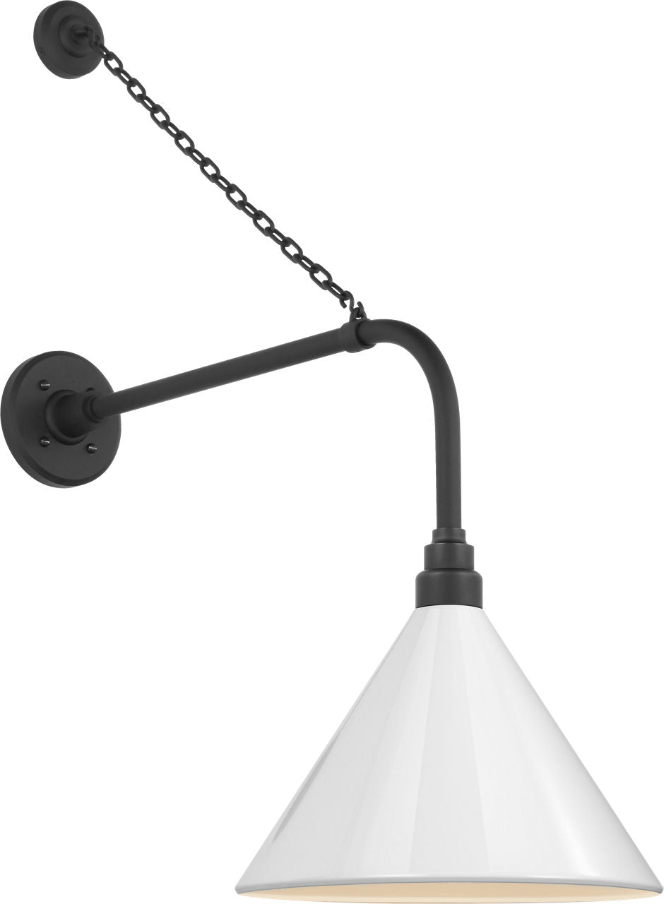 Academy 20" Anchored Rex Barn Light | Matte Black | 12.5 | 12.5" White Conical Savannah Shade