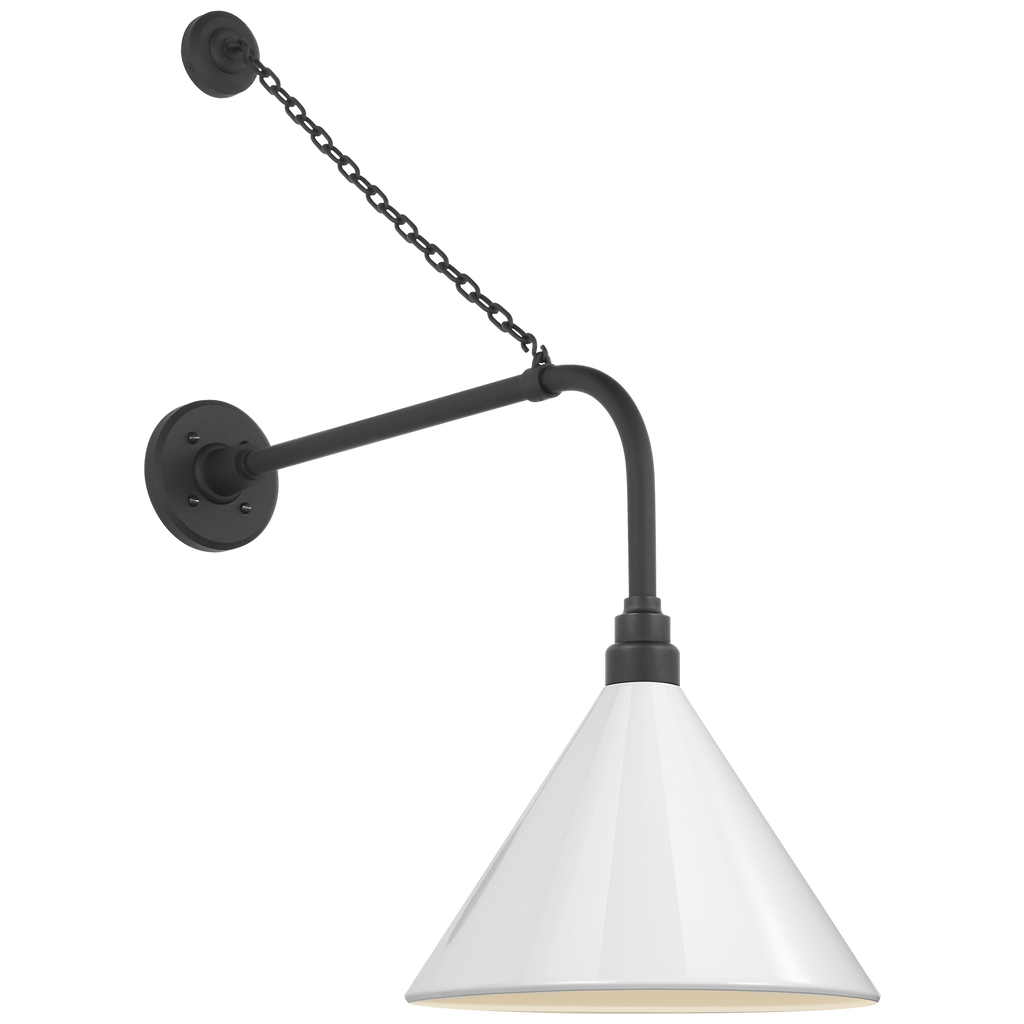 Academy 20" Anchored Rex Barn Light | Matte Black | 12.5 | 12.5" White Conical Savannah Shade