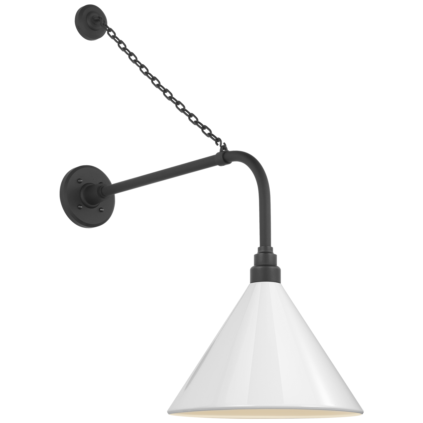 Academy 20" Anchored Rex Barn Light | Matte Black | 12.5 | 12.5" White Conical Savannah Shade