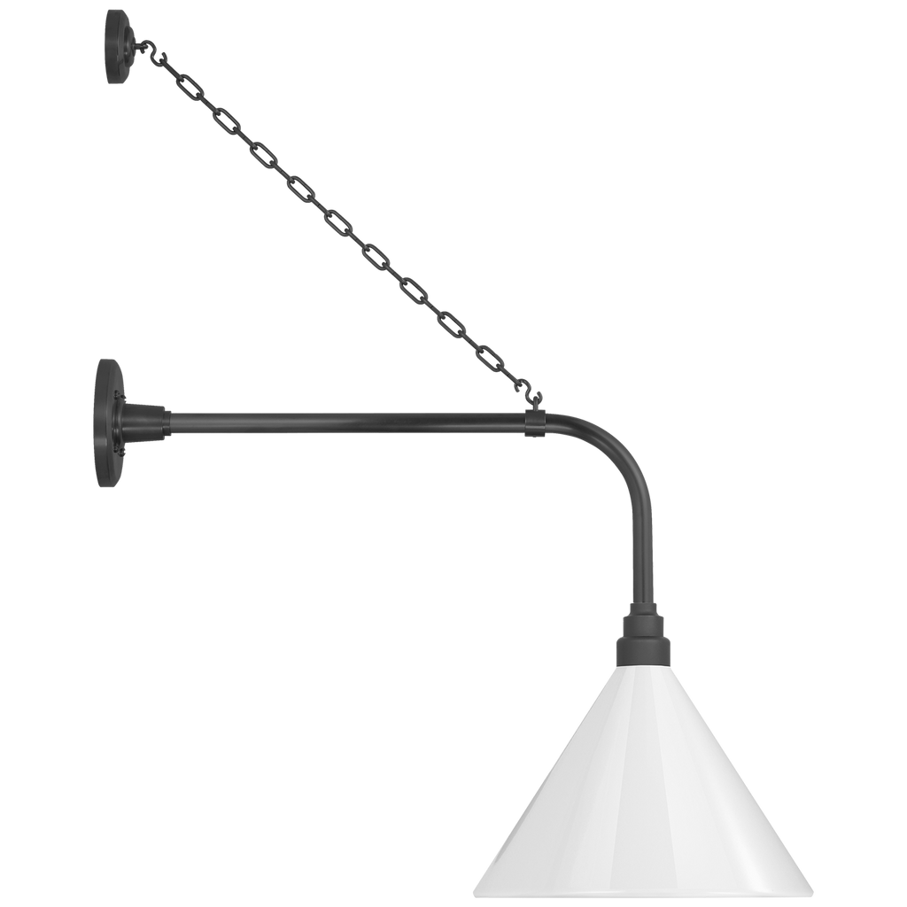 Academy 20" Anchored Rex Barn Light | Matte Black | 12.5 | 12.5" White Conical Savannah Shade